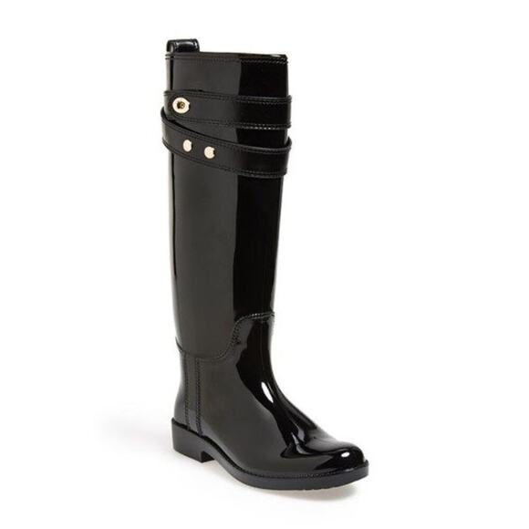 COACH Women’s ‘Talia' Black Waterproof Tall Designer Rain/Snow Boots | NEW!! - Picture 1 of 16